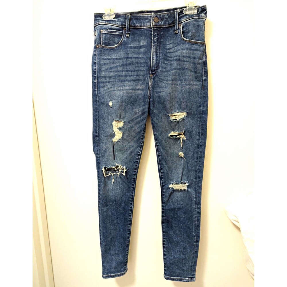 Gap 1969 Womens Skinny Distressed Dark Wash Blue Denim Jeans Size 29S